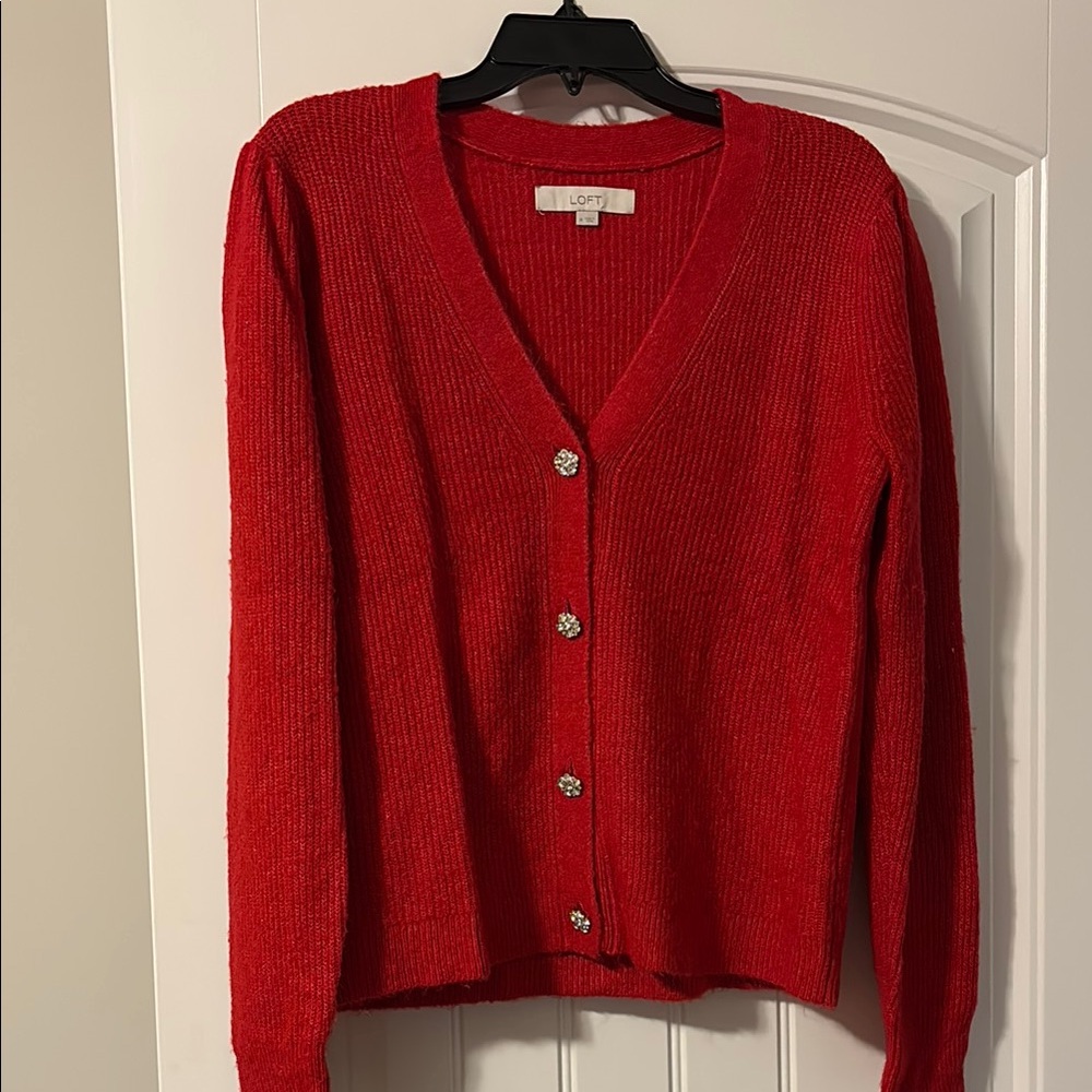 LOFT Red Women's Cardigan Sweater